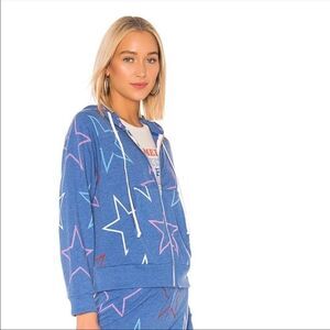 Wildfox The Starlight Regan  Blue Zip Hoodie